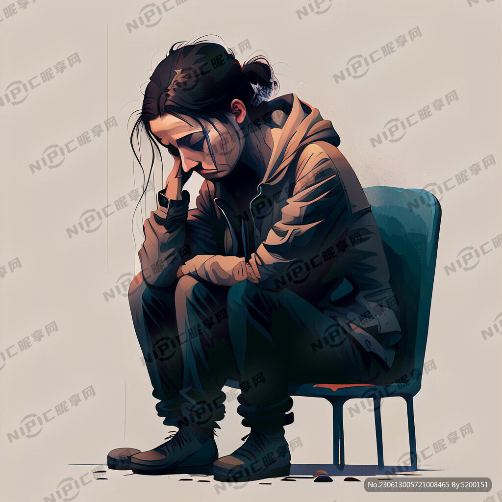 些许孤独与抑郁风格的美式人物插