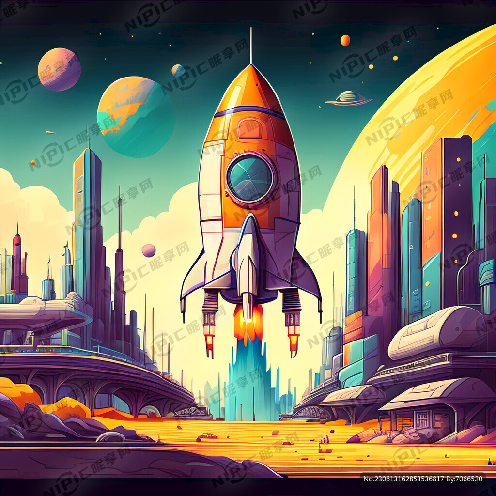 科幻画 卡通画 未来城市 星球