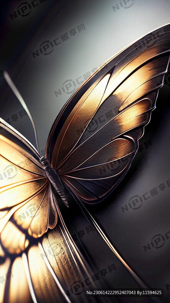 蝶翼 玻璃质感或金属质感 梦幻
