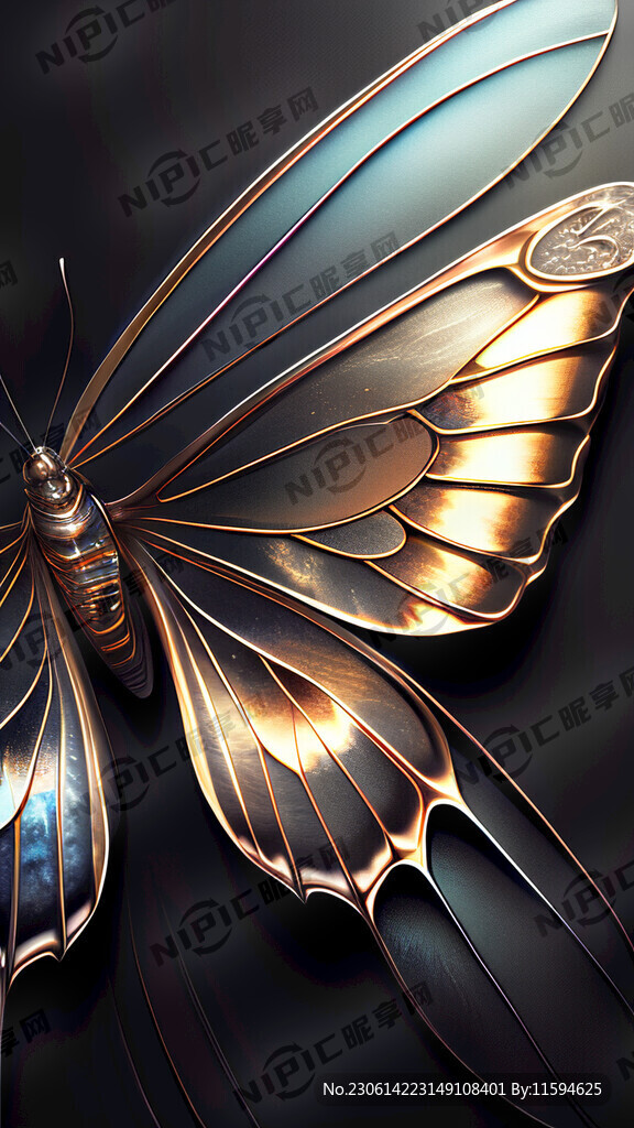 蝶翼 玻璃质感或金属质感 梦幻