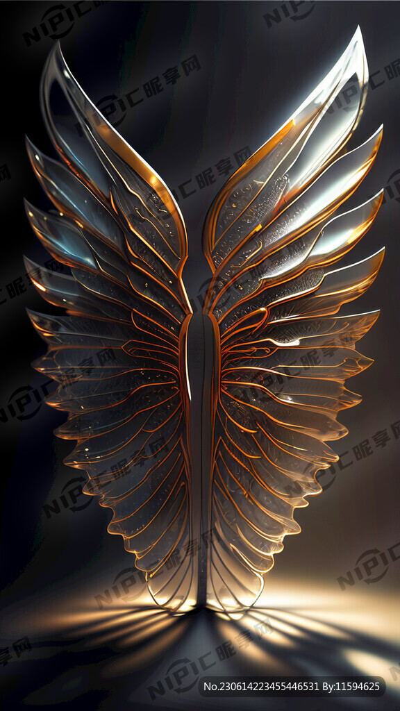 翼 玻璃质感或金属质感 梦幻