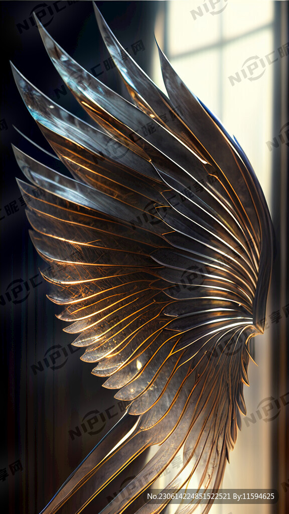 翼 金属质感 玻璃质感 梦幻