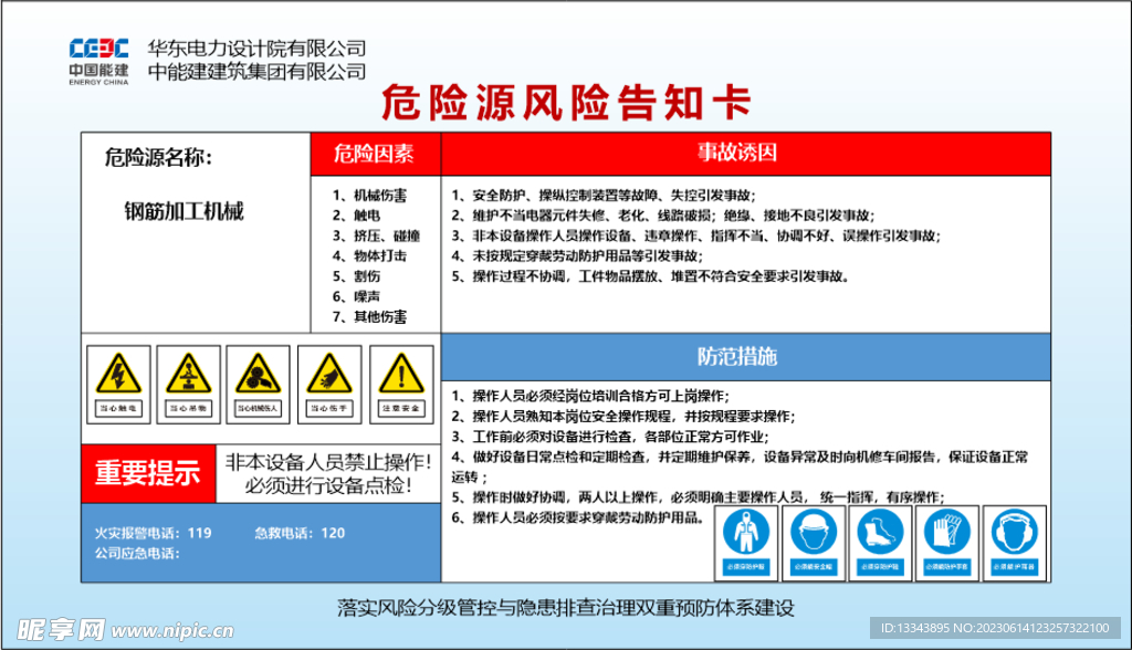 风险源风险告知卡