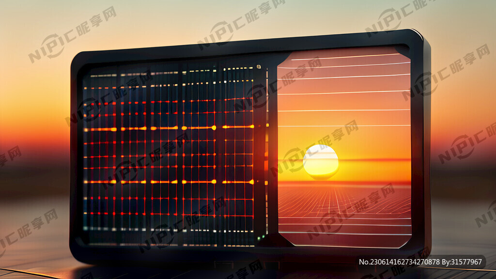 一大片太阳能电池板。