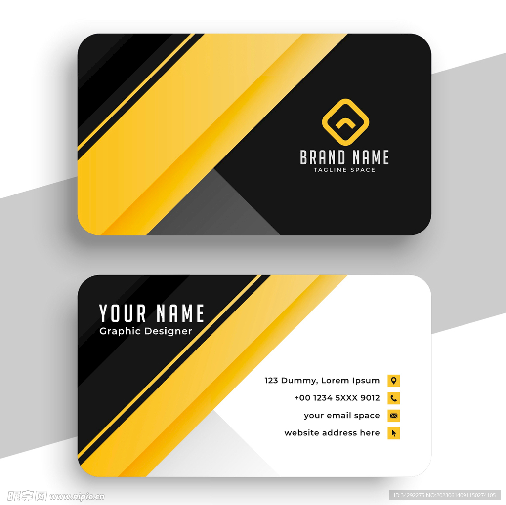 黄色名片模板