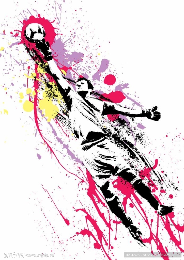 水墨动感足球员