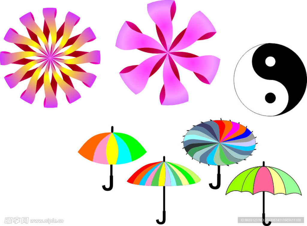 花朵   彩虹伞   太极图