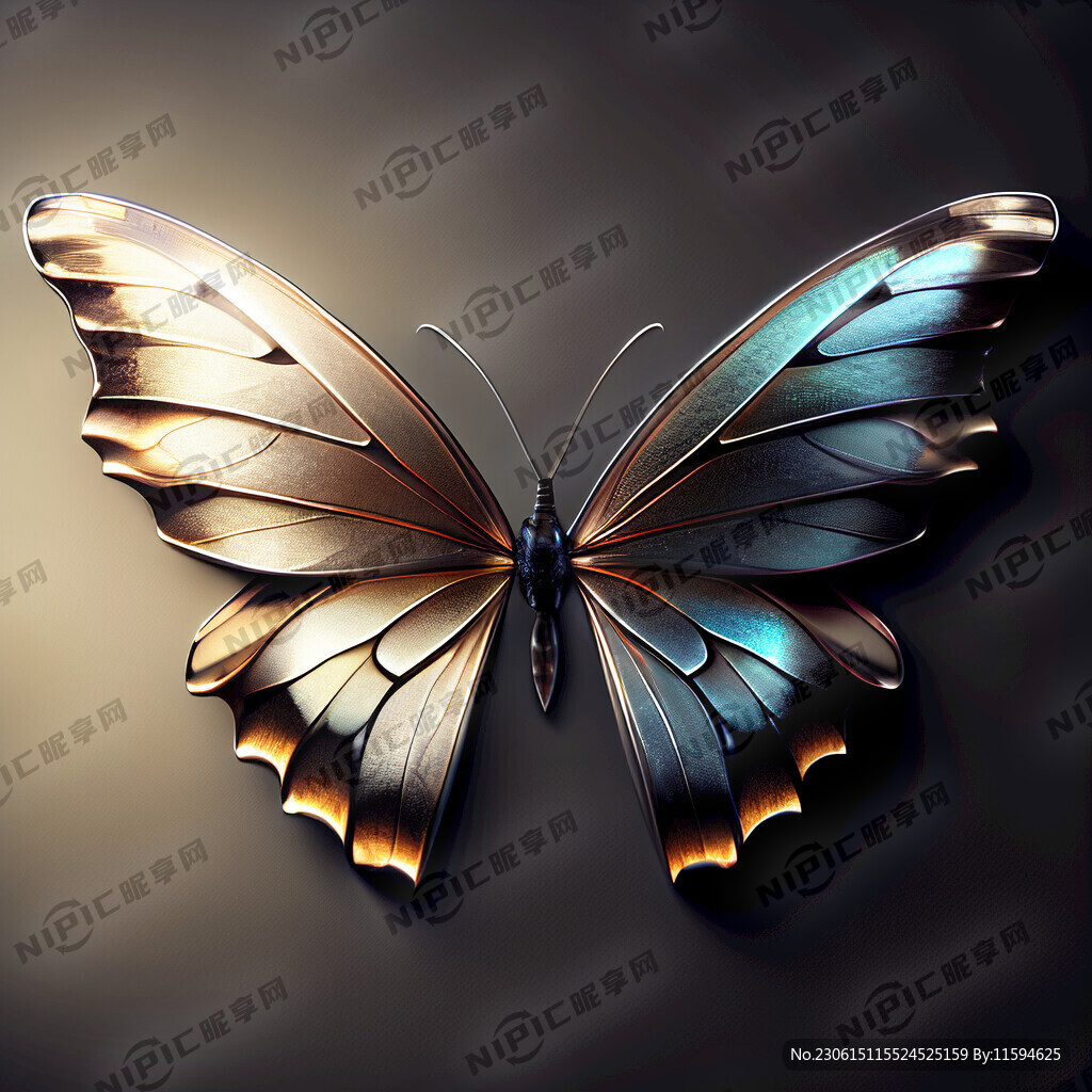 蝶翼 玻璃质感或金属质感 梦幻