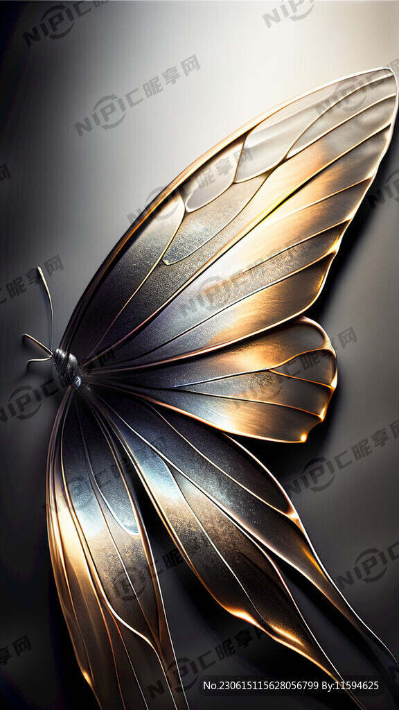 蝶翼 玻璃质感或金属质感 梦幻