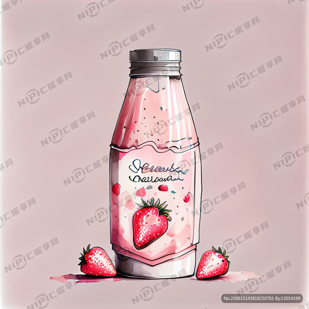 酸奶包装 草莓口味 时尚 瓶装