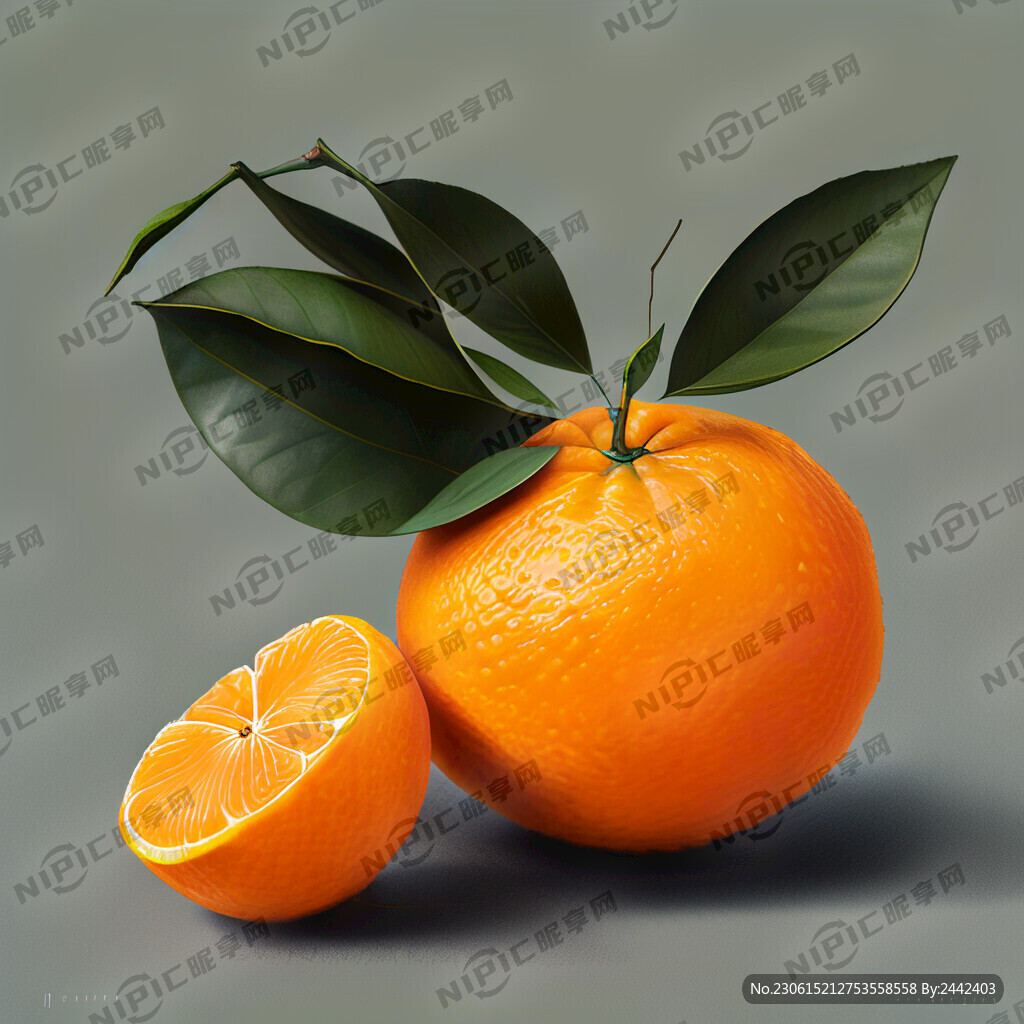 有橘子 叶子 拨开的橘子