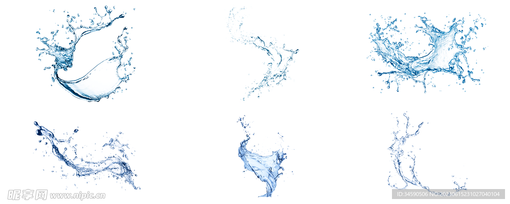 蓝色水珠水滴水流体冲击飞溅特效