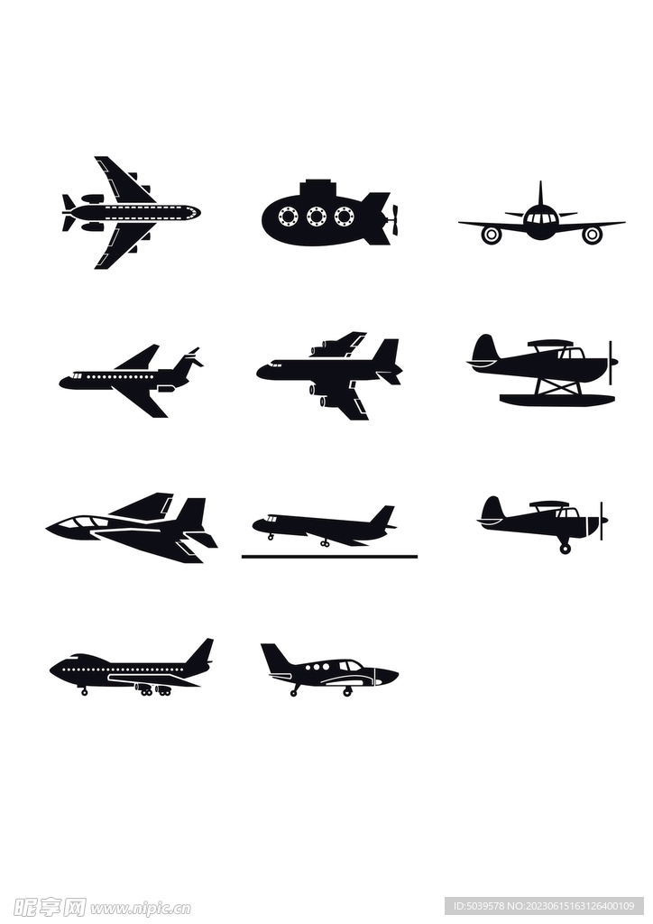 飞机剪影矢量图