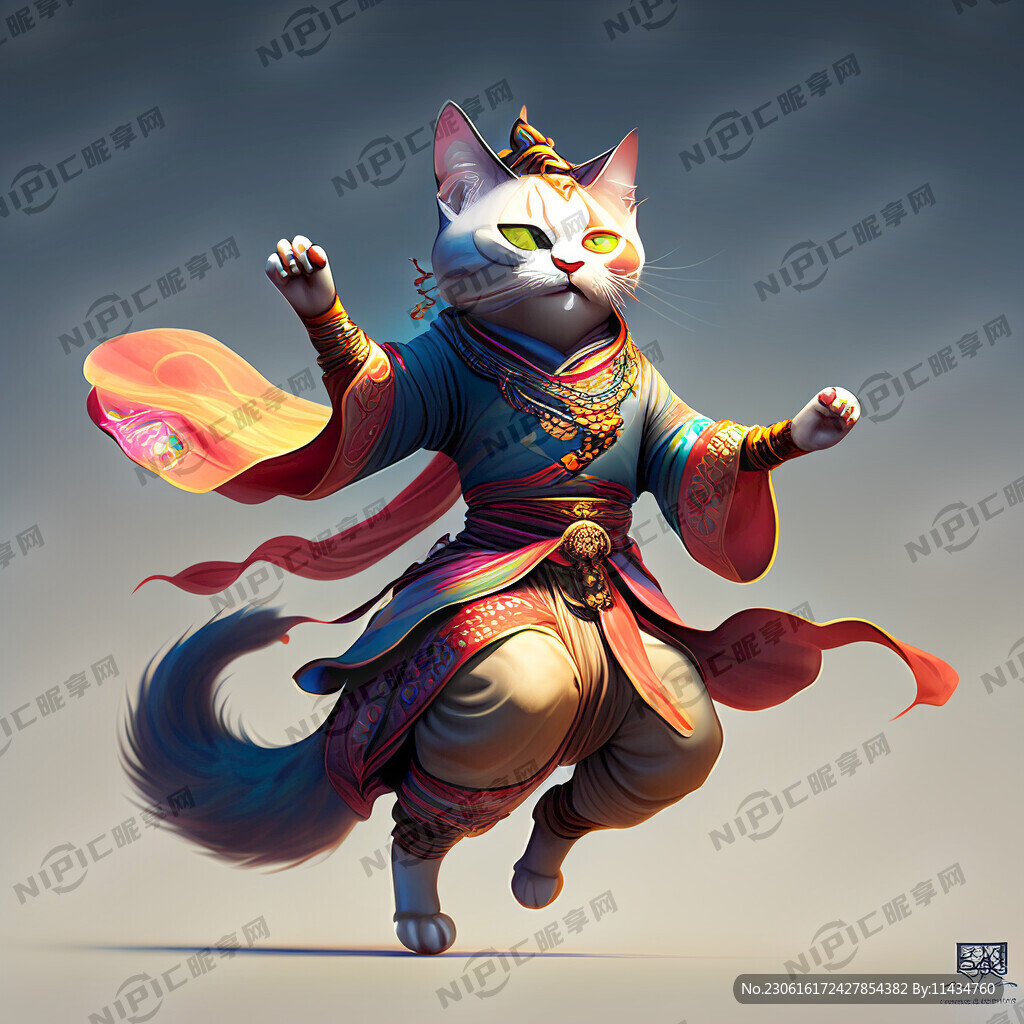 动态姿势 敦煌飞翔 拟人化风格