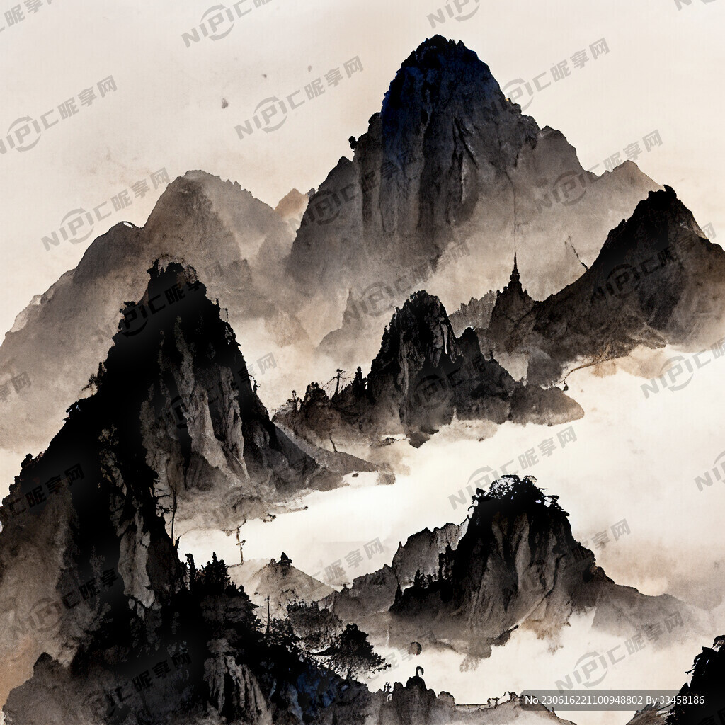 山谷 老中医采药 中国风 山水