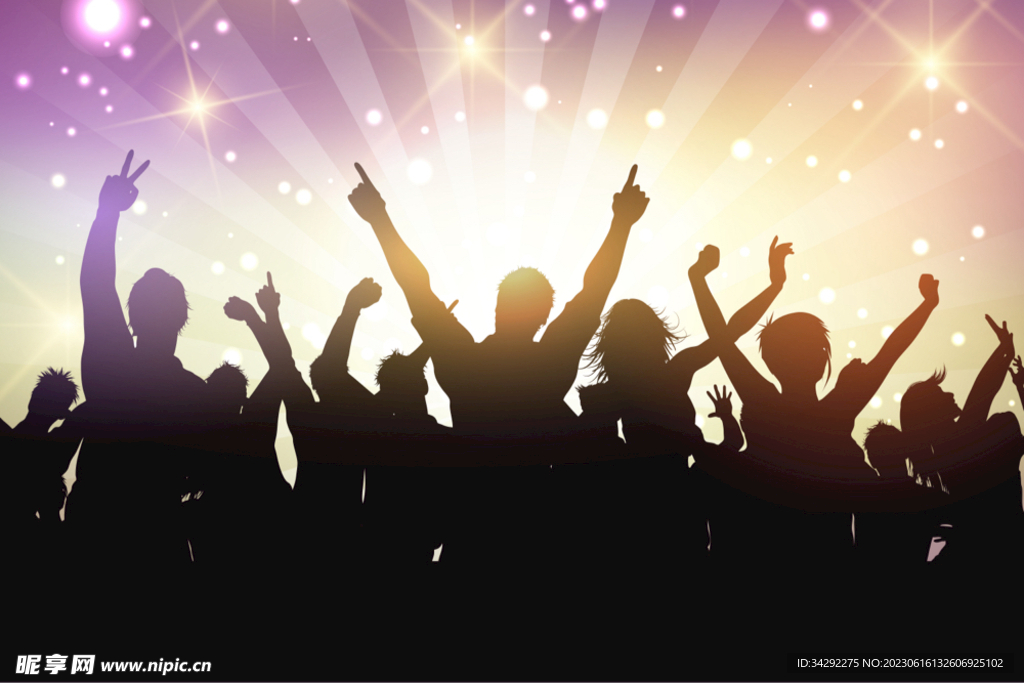 欢呼人群剪影