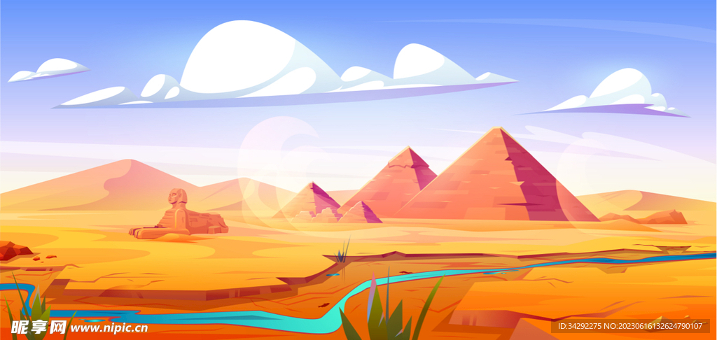 沙漠金字塔插画