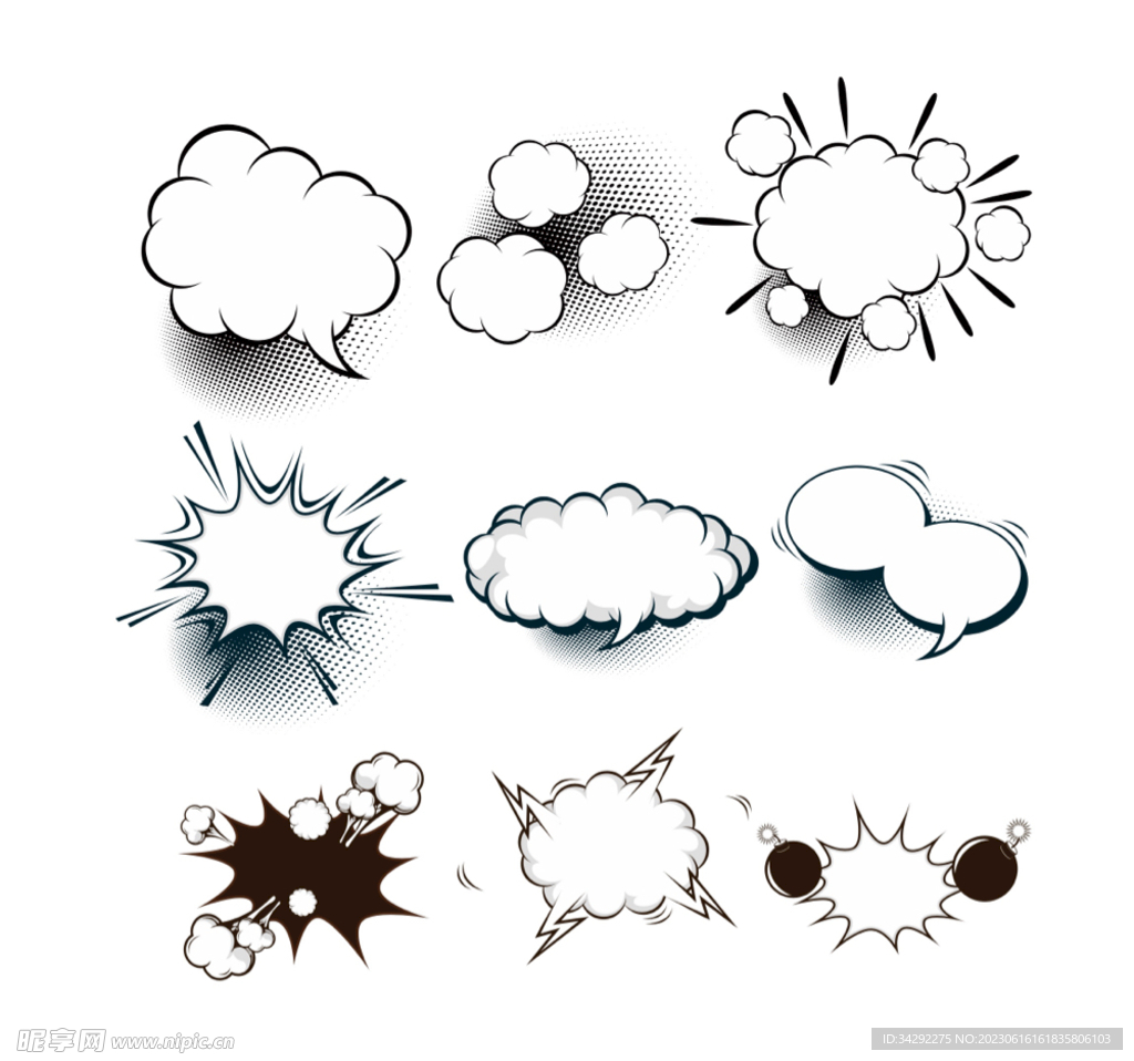 卡通爆炸云朵