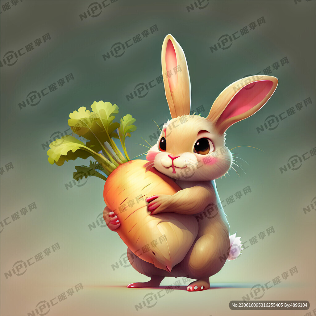 卡通兔子抱萝卜