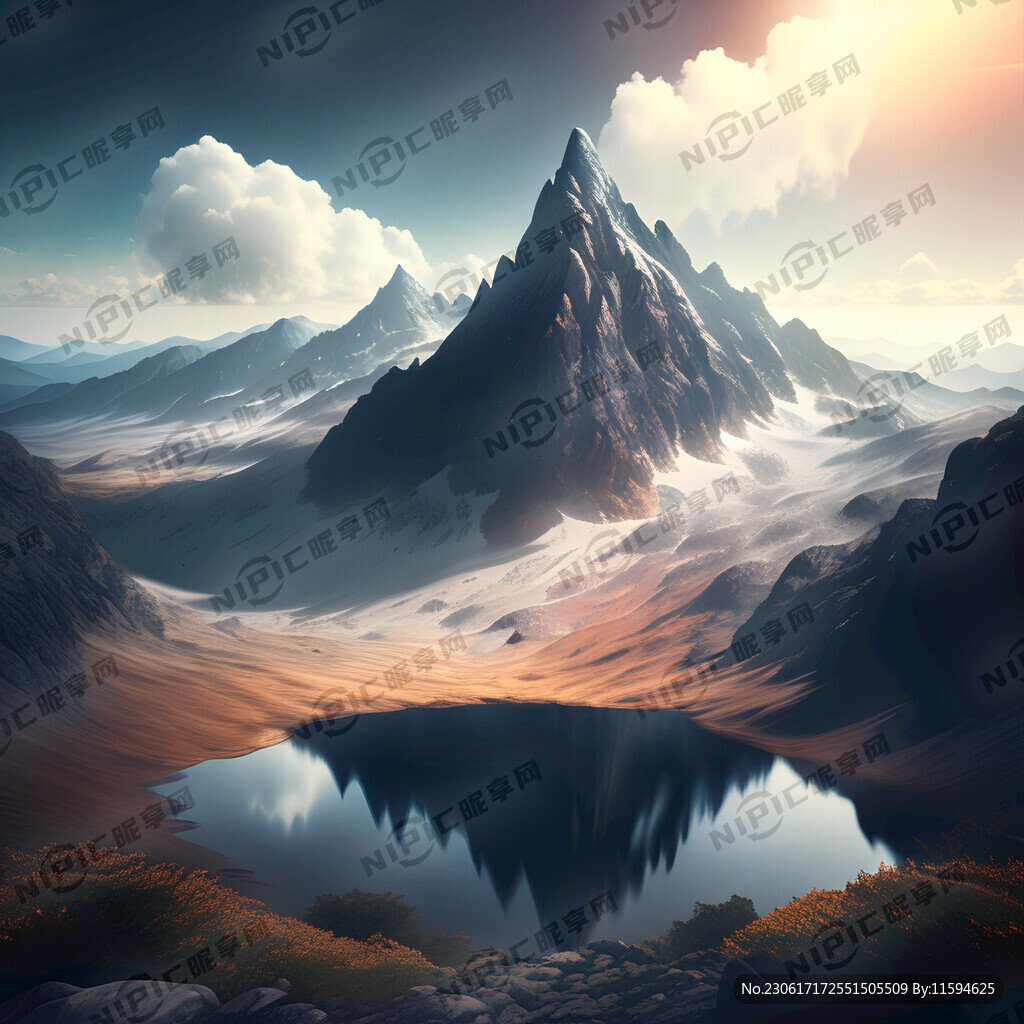 一座山峰在屏幕中间 梦幻唯美