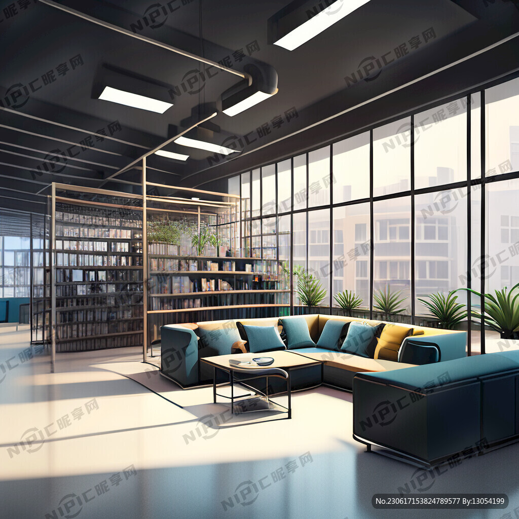 办公区室内设计 铁艺置物架隔断