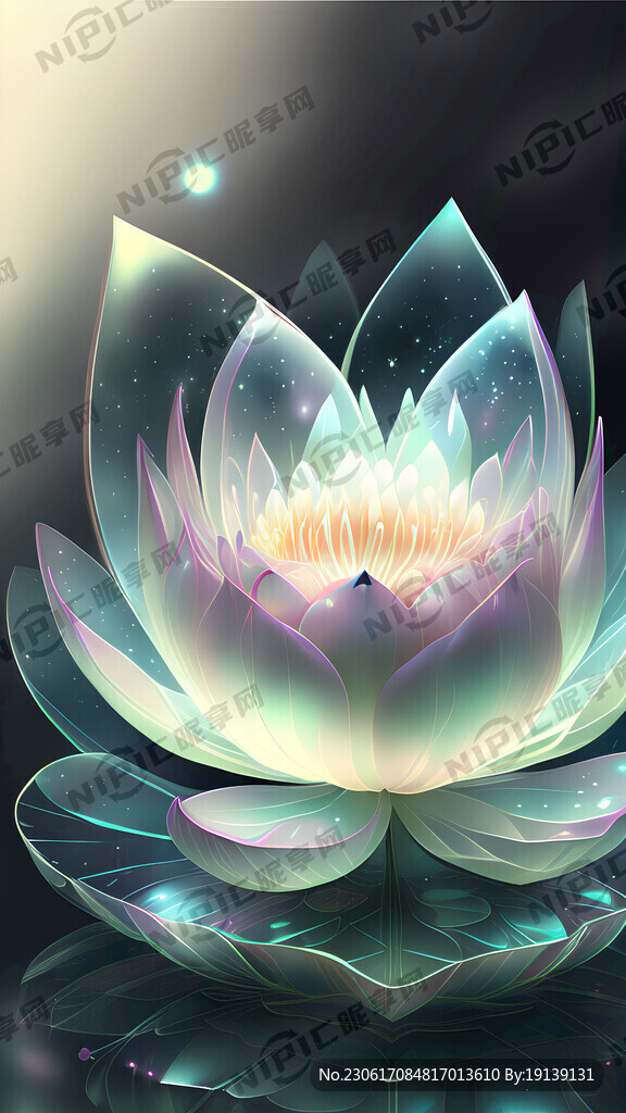 莲花 晶莹剔透 梦幻 二次元