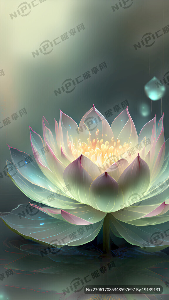 荷花 晶莹剔透 梦幻 二次元