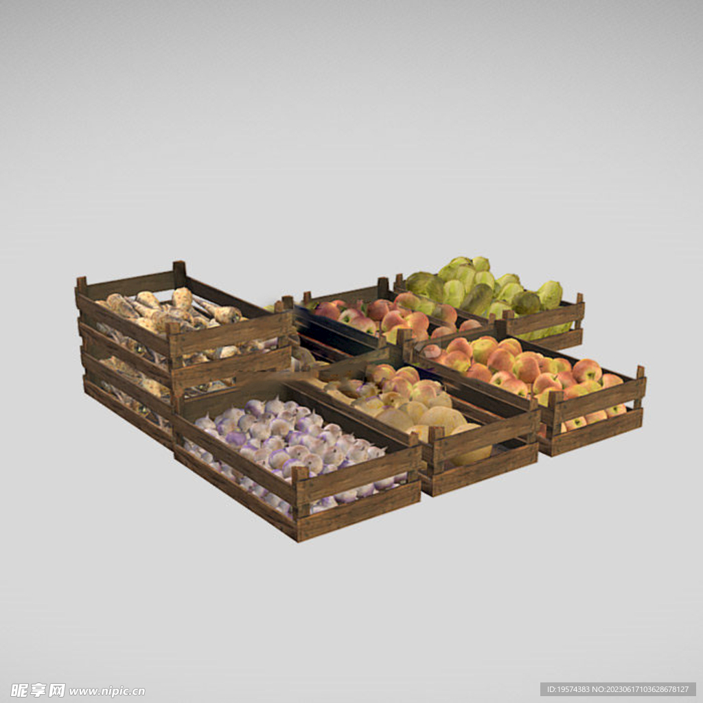 C4D模型蔬菜摊子