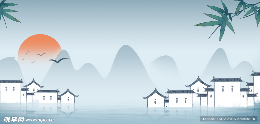 徽派建筑海报背景