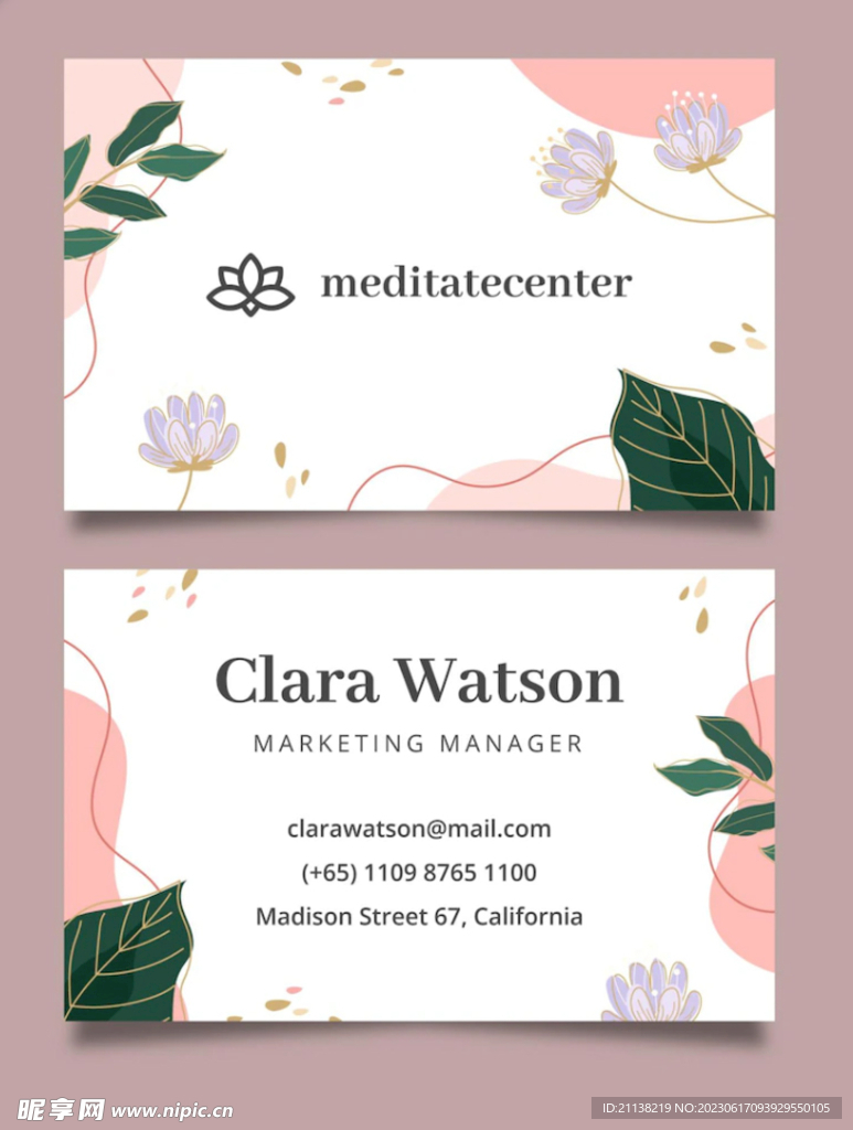 女性简约大气名片ins小清新风