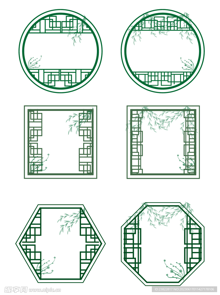 矢量窗花雕花设计图片