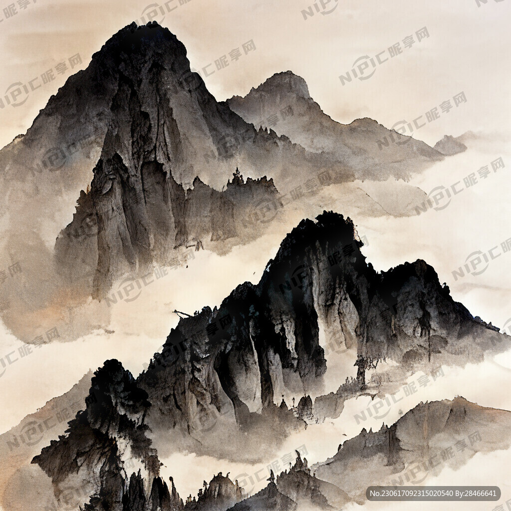 山谷 中国风 中国画 山水