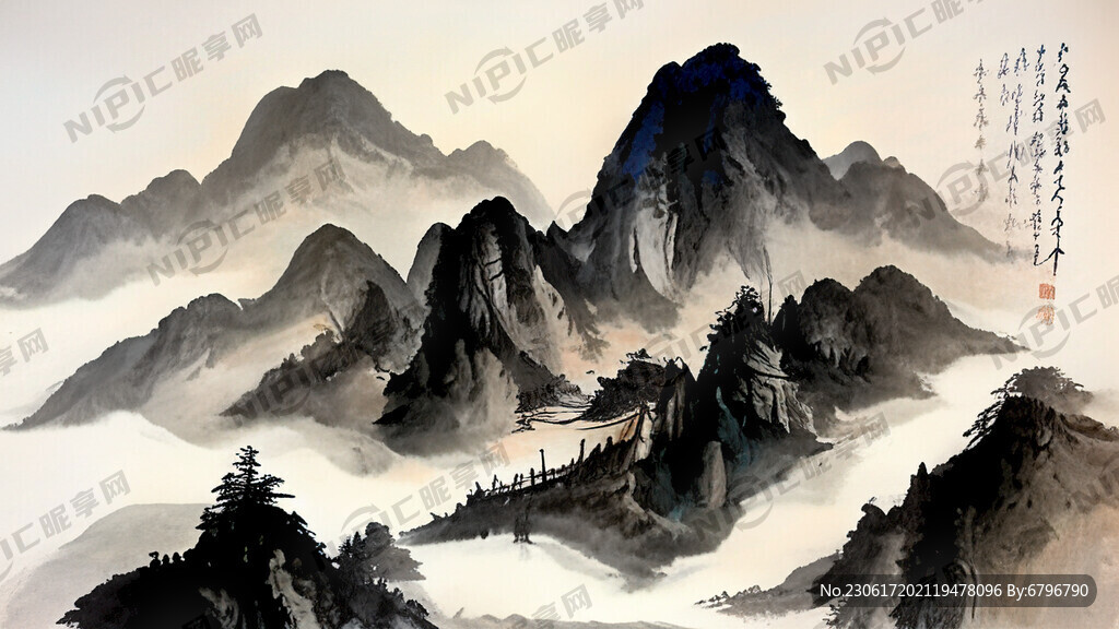 中国水墨山水 中医