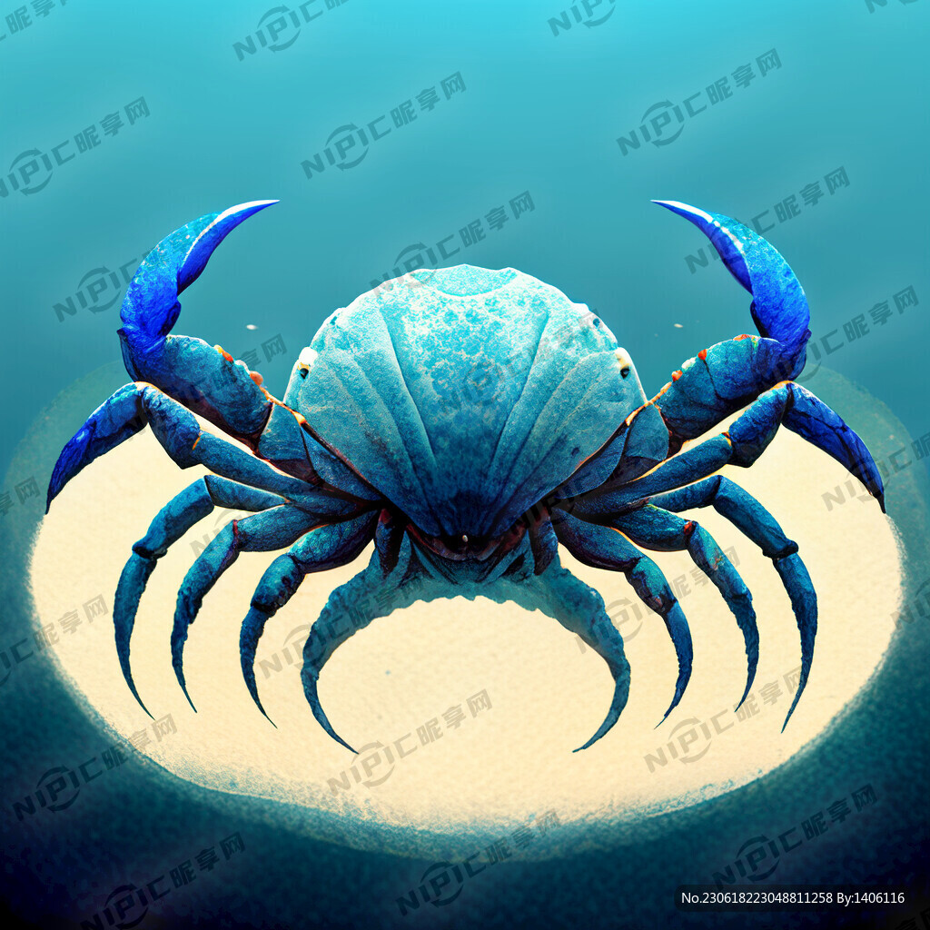蓝色海底螃蟹