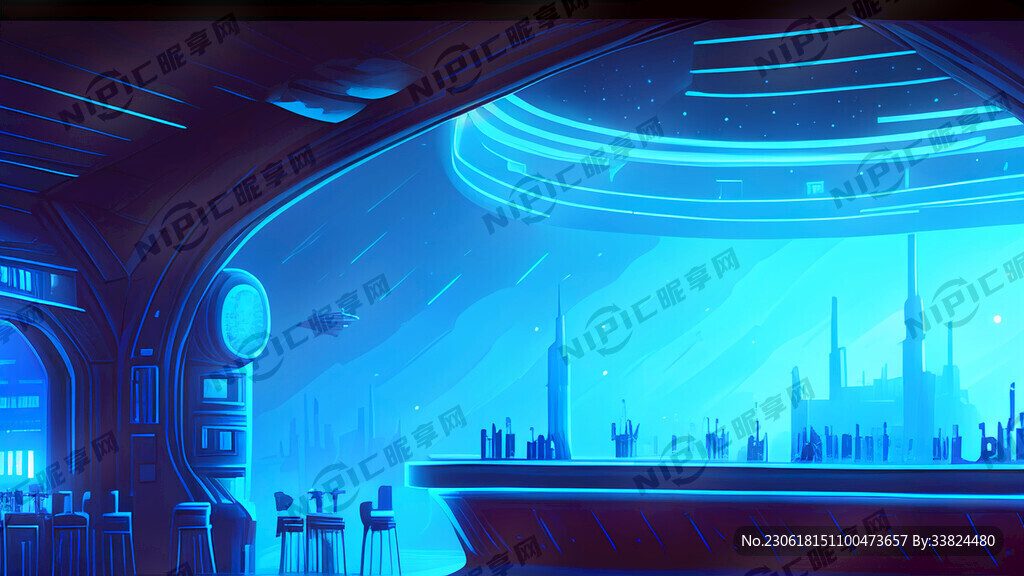 酒吧蓝色梦幻科幻