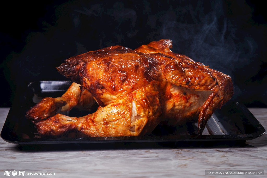 烤鸡美食图