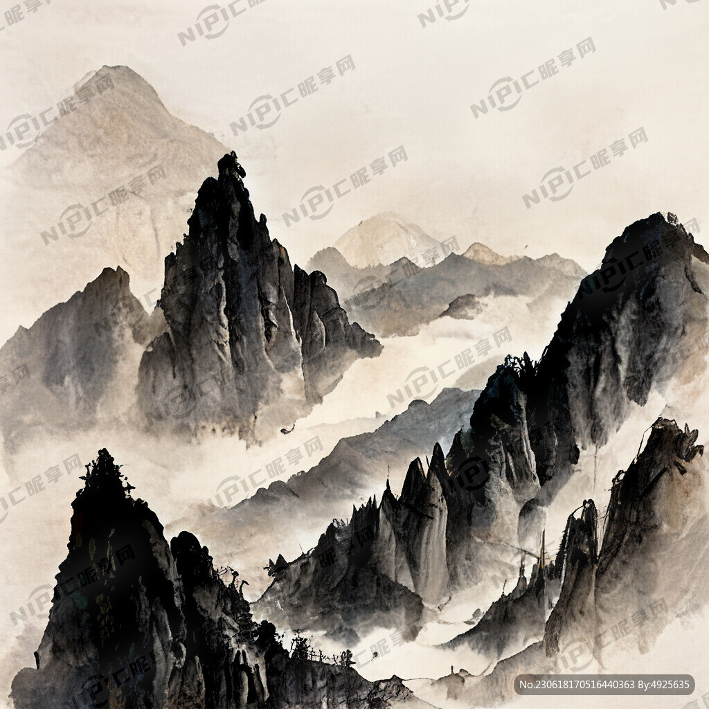山谷 中国风 中国画 山水