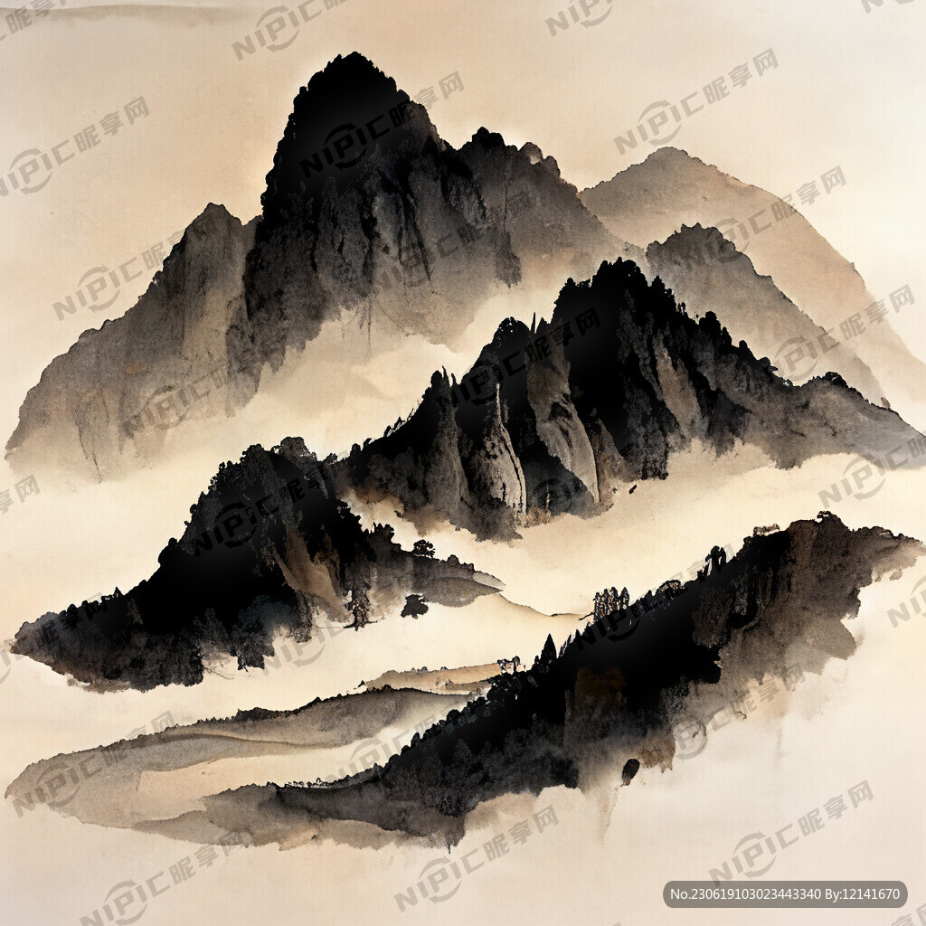 山谷 中国风 中国画 山水