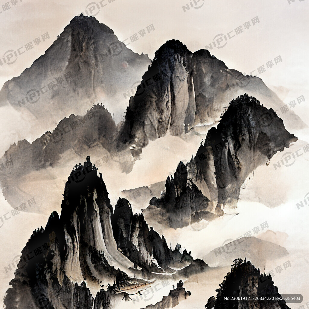 山谷 中国风 中国画 山水