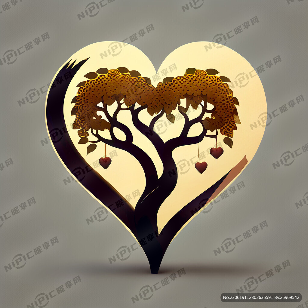 小蜜树心形婚恋平台简笔标志