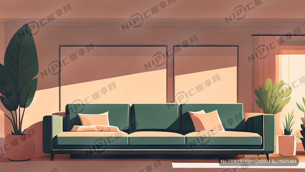 客厅 正面沙发 自然光 简约