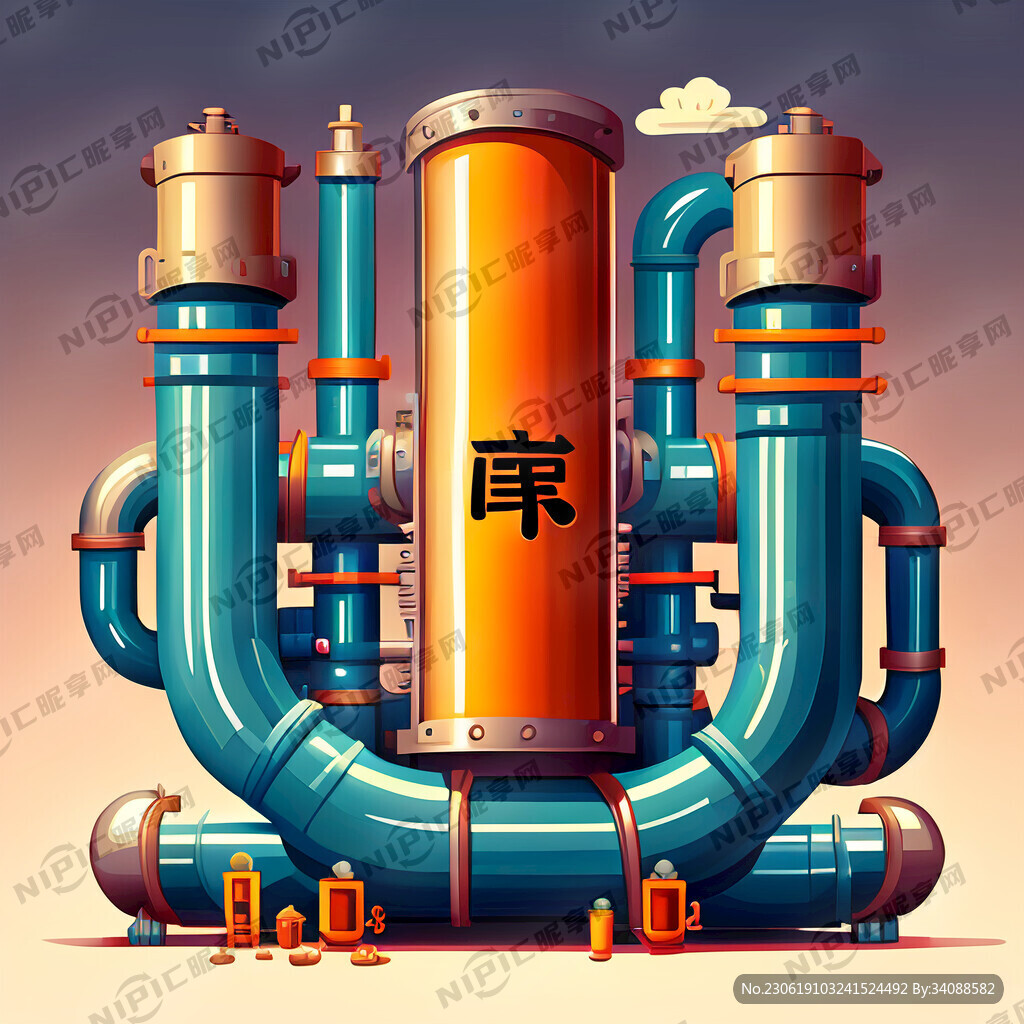 管件管材插画大场景趣味性卡通管