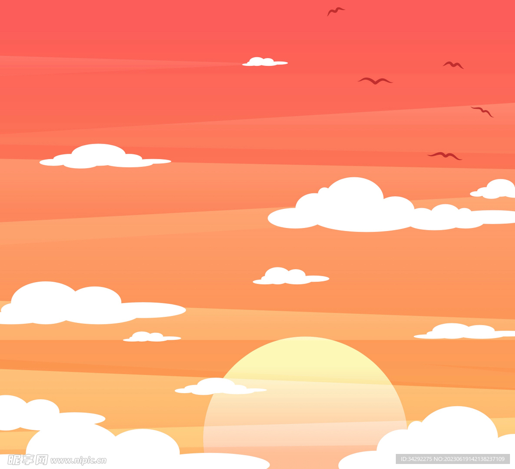 卡通夕阳天空