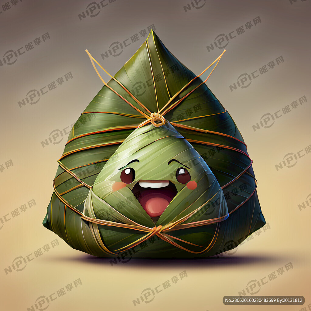 卡通粽子 粽叶包裹 只有粽子