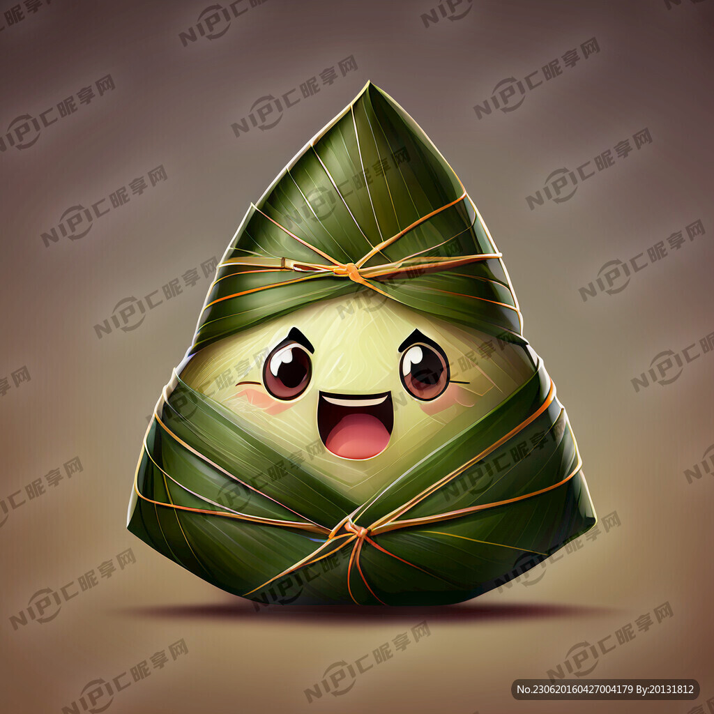 卡通粽子 粽叶包裹 只有粽子