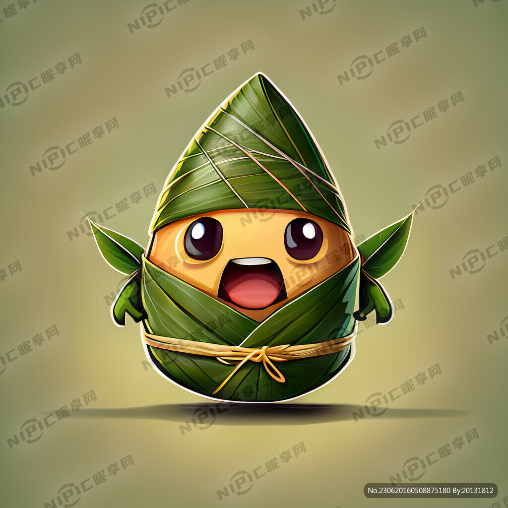 卡通粽子 粽叶包裹 只有粽子