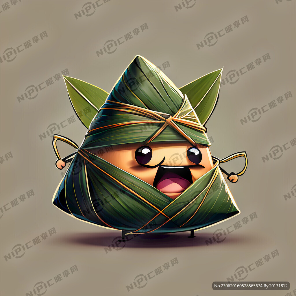 卡通粽子 粽叶包裹 只有粽子