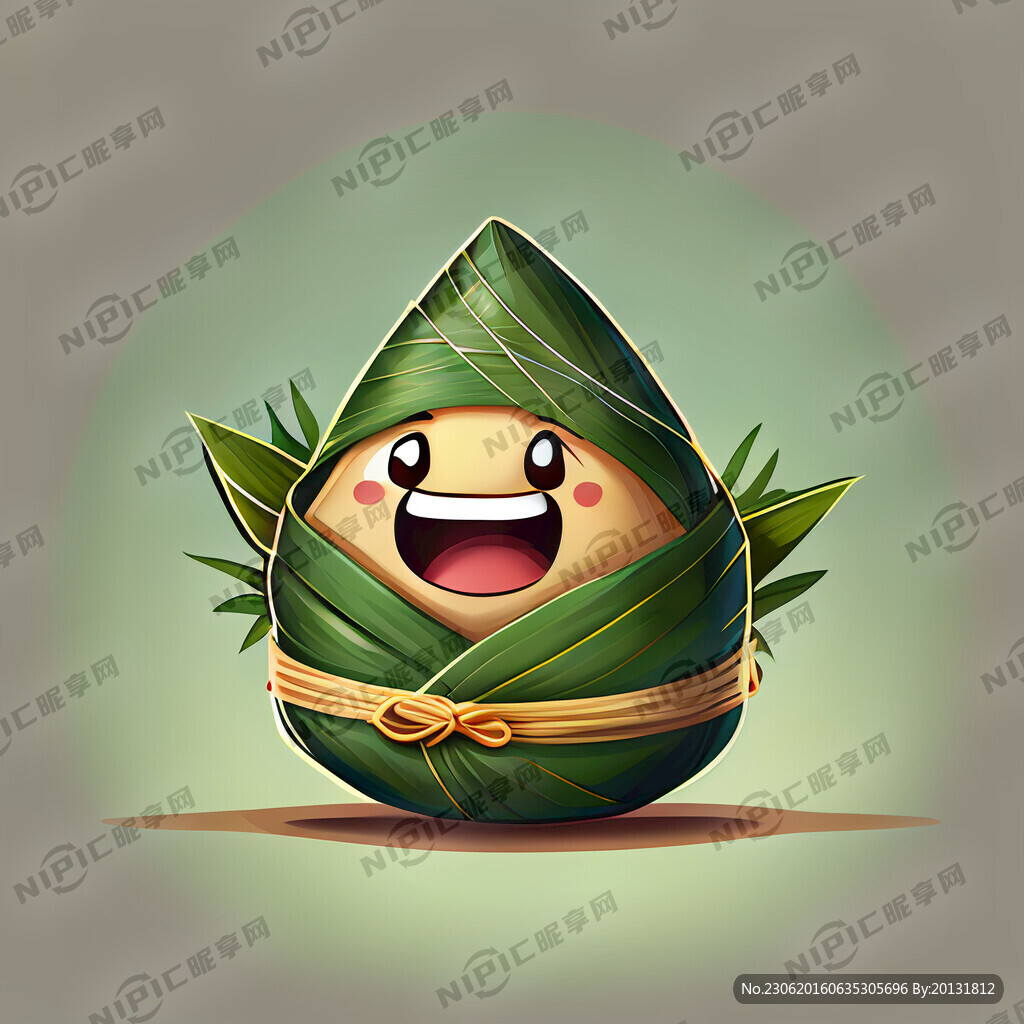 卡通粽子 粽叶包裹 只有粽子