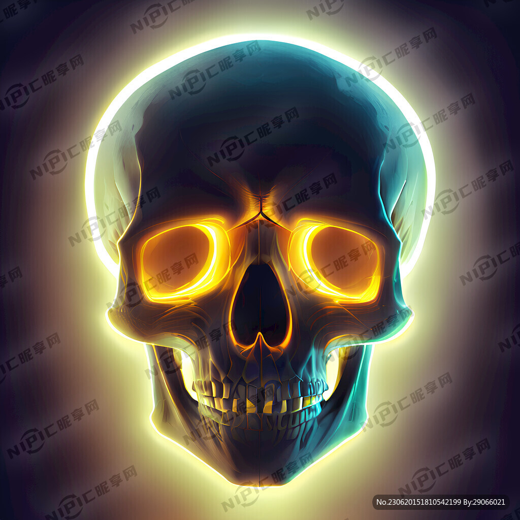 眼睛发光的骷髅头