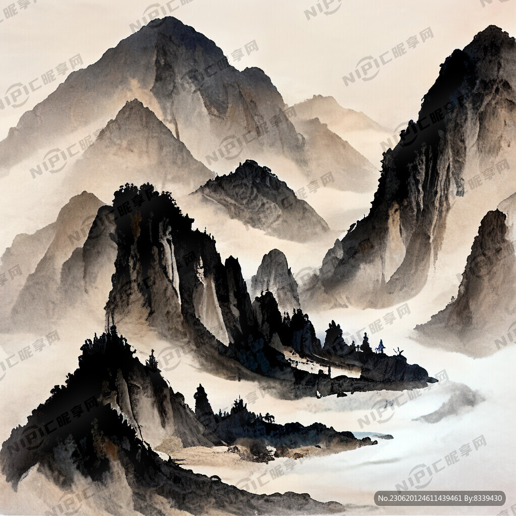 山谷 中国风 中国画 山水